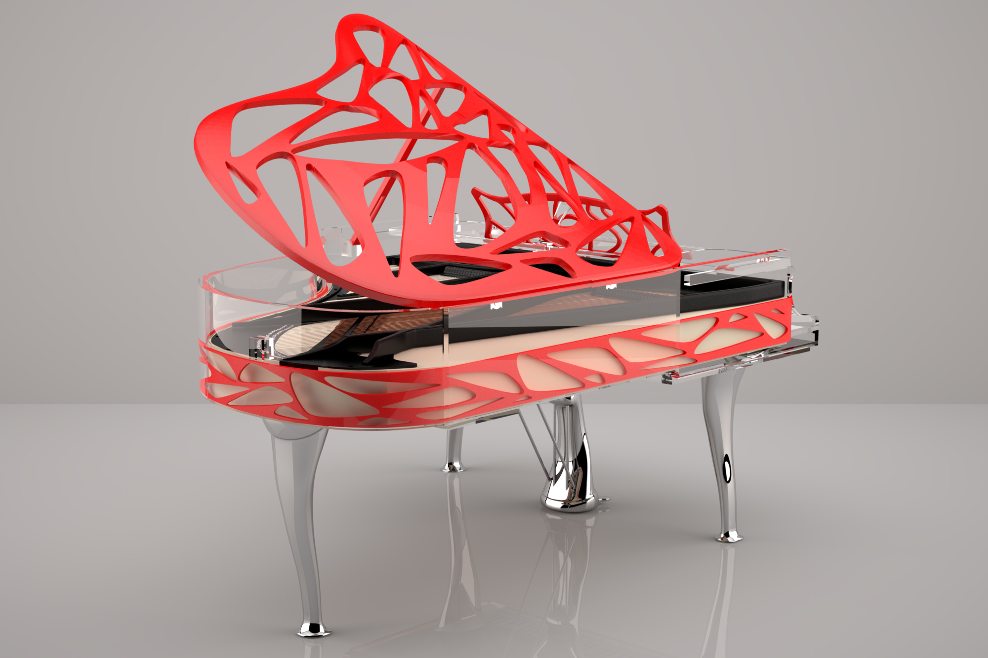 Blüthner Crystal Hive Piano in red
