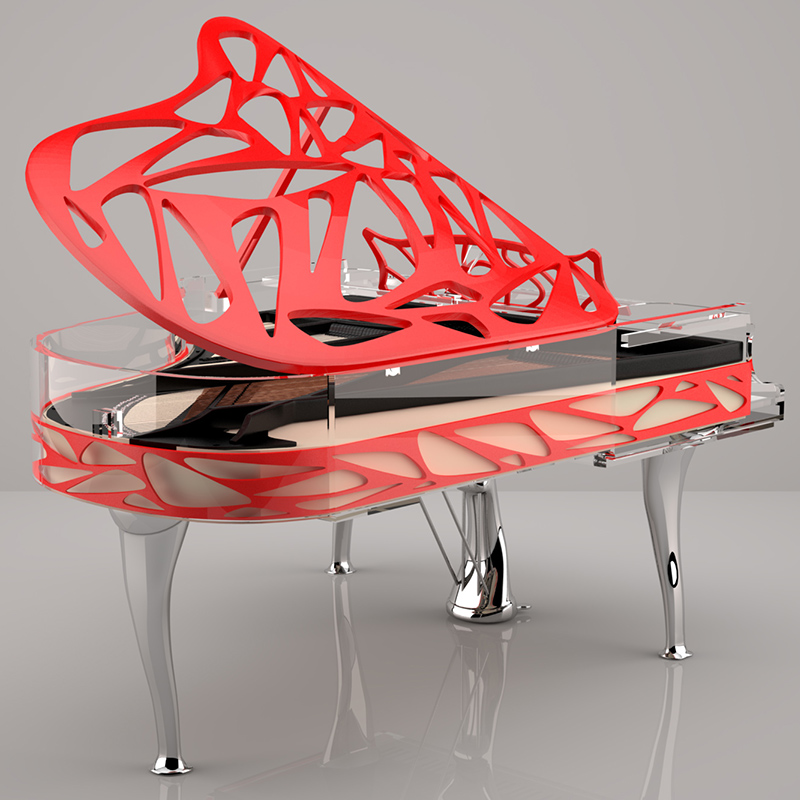 Blüthner Crystal Hive Piano in red